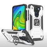 For Xiaomi Redmi Note 9 Magnetic Armor Shockproof TPU + PC Case with Metal Ring Holder(Silver)