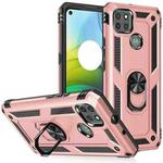 For Motorola Moto G9 Power Shockproof TPU + PC Protective Case with 360 Degree Rotating Holder(Rose Gold)