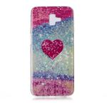For Galaxy J6+ Coloured Drawing Pattern IMD Workmanship Soft TPU Protective Case(Red Heart)
