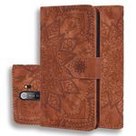 For Xiaomi Redmi Note 8 Pro Calf Pattern Mandala Double Folding Design Embossed Leather Case with Wallet & Holder & Card Slots(Brown)