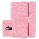 For Xiaomi Redmi Note 8 Pro Calf Pattern Mandala Double Folding Design Embossed Leather Case with Wallet & Holder & Card Slots(Pink)