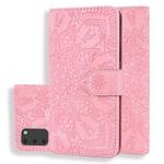 For Galaxy M30s Calf Pattern Mandala Double Folding Design Embossed Leather Case with Wallet & Holder & Card Slots(Pink)