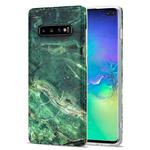 For Samsung Galaxy S10+ TPU Glossy Marble Pattern IMD Protective Case(Emerald Green)