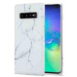 For Samsung Galaxy S10+ TPU Glossy Marble Pattern IMD Protective Case(White)