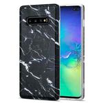 For Samsung Galaxy S10+ TPU Glossy Marble Pattern IMD Protective Case(Black)