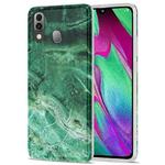For Samsung Galaxy A40 TPU Glossy Marble Pattern IMD Protective Case(Emerald Green)