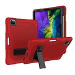 For iPad Pro 12.9 inch (2018/2020) Contrast Color Robot Shockproof Silicone + PC Protective Tablet Case with Holder(Red Black)