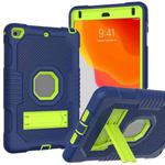 Contrast Color Robot Shockproof Silicone + PC Protective Case with Holder For iPad mini 5 & 4(Navy Blue Yellow Green)