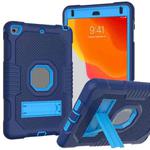 Contrast Color Robot Shockproof Silicone + PC Protective Case with Holder For iPad mini 5 & 4(Navy Blue)