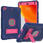 Contrast Color Robot Shockproof Silicone + PC Protective Case with Holder For iPad mini 5 & 4(Navy Blue Rose)