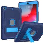Contrast Color Robot Shockproof Silicone + PC Protective Case with Holder For iPad 9.7 (2017/2018)(Navy Blue)