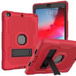 Contrast Color Robot Shockproof Silicone + PC Protective Case with Holder For iPad 9.7 (2017/2018)(Red Black)