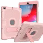 Contrast Color Robot Shockproof Silicone + PC Protective Case with Holder For iPad 9.7 (2017/2018)(Rose Gold)
