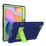 Contrast Color Robot Shockproof Silicone + PC Protective Case with Holder For Samsung Galaxy Tab S6 Lite P610(Navy Blue Yellow Green)