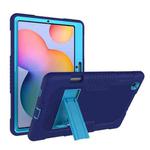 Contrast Color Robot Shockproof Silicone + PC Protective Case with Holder For Samsung Galaxy Tab S6 Lite P610(Navy Blue)