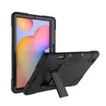 For Samsung Galaxy Tab S6 Lite P610 Contrast Color Robot Shockproof Silicon + PC Protective Case with Holder(Black)