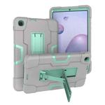 For Samsung Galaxy Tab A 8.4 (2020) T307 Contrast Color Robot Shockproof Silicon + PC Protective Case with Holder(Grey + Mint Green)