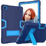 For Samsung Galaxy Tab A7 10.4 (2020) T500 Contrast Color Robot Shockproof Silicon + PC Protective Case with Holder(Navy Blue + Blue)