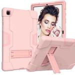 For Samsung Galaxy Tab A7 10.4 (2020) T500 Contrast Color Robot Shockproof Silicon + PC Protective Case with Holder(Rose Gold)