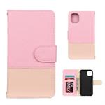 For iPhone 11 Pro Max Splicing Color Horizontal Flip Leather Case with Holder & Photo Frame & Card Slots & Wallet(Pink)