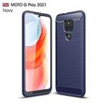 For Motorola Moto G Play (2021) Brushed Texture Carbon Fiber TPU Case(Navy Blue)