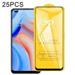 For OPPO Reno4 5G 25 PCS 9D Full Glue Full Screen Tempered Glass Film