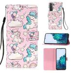 For Samsung Galaxy 21 5G 3D Painting Horizontal Flip Leather Case with Holder & Card Slot & Wallet & Lanyard(Pink Pony)