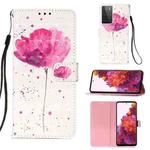 For Samsung Galaxy 21 Ultra 5G 3D Painting Horizontal Flip Leather Case with Holder & Card Slot & Wallet & Lanyard(Pink Flower)