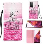 For Samsung Galaxy 21 Ultra 5G 3D Painting Horizontal Flip Leather Case with Holder & Card Slot & Wallet & Lanyard(Pink Clouds)