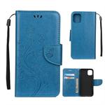 For iPhone 11 Pro Max Butterfly Flower Pattern Horizontal Flip Leather Case with Holder & Card Slots & Wallet(Blue)