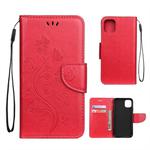For iPhone 11 Pro Max Butterfly Flower Pattern Horizontal Flip Leather Case with Holder & Card Slots & Wallet(Red)