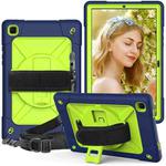 For Samsung Galaxy Tab A7 10.4 (2020) T500 Contrast Color Silicone + PC Combination Case with Holder(Navy Blue + Yellow-green)