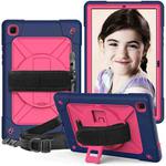For Samsung Galaxy Tab A7 10.4 (2020) T500 Contrast Color Silicone + PC Combination Case with Holder(Navy Blue + Rose Red)