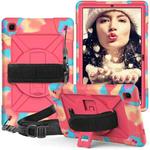 For Samsung Galaxy Tab A7 10.4 (2020) T500 Contrast Color Silicone + PC Combination Case with Holder(Camouflage Rose Red)