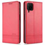 For Samsung Galaxy A12 AZNS Magnetic Calf Texture Horizontal Flip Leather Case with Card Slots & Holder & Wallet(Red)