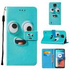 For Motorola Moto E7 Cross Texture Painting Pattern Horizontal Flip Leather Case with Holder & Card Slots & Wallet & Lanyard(Big-eye Monster)