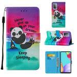 For Samsung Galaxy A52 5G / 4G Cross Texture Painting Pattern Horizontal Flip Leather Case with Holder & Card Slots & Wallet & Lanyard(Sleeping Panda)