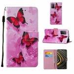 For Xiaomi Poco M3 Cross Texture Painting Pattern Horizontal Flip Leather Case with Holder & Card Slots & Wallet & Lanyard(Pink Butterfly)