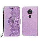 For Motorola Moto E5 Play Go(EU Version) Flower Vine Embossing Pattern Horizontal Flip Leather Case with Card Slot & Holder & Wallet & Lanyard(Purple)