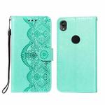 For Motorola Moto E6 Flower Vine Embossing Pattern Horizontal Flip Leather Case with Card Slot & Holder & Wallet & Lanyard(Green)