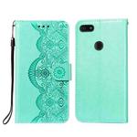 For Motorola Moto E6 Play Flower Vine Embossing Pattern Horizontal Flip Leather Case with Card Slot & Holder & Wallet & Lanyard(Green)