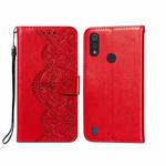 For Motorola Moto E6s(2020) Flower Vine Embossing Pattern Horizontal Flip Leather Case with Card Slot & Holder & Wallet & Lanyard(Red)