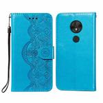 For Motorola Moto G7 Play(EU Version) Flower Vine Embossing Pattern Horizontal Flip Leather Case with Card Slot & Holder & Wallet & Lanyard(Blue)