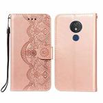 For Motorola Moto G7 Power Flower Vine Embossing Pattern Horizontal Flip Leather Case with Card Slot & Holder & Wallet & Lanyard(Rose Gold)