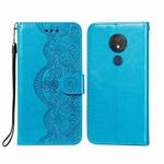 For Motorola Moto G7 Power Flower Vine Embossing Pattern Horizontal Flip Leather Case with Card Slot & Holder & Wallet & Lanyard(Blue)