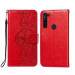 For Motorola Moto G8 Power Flower Vine Embossing Pattern Horizontal Flip Leather Case with Card Slot & Holder & Wallet & Lanyard(Red)