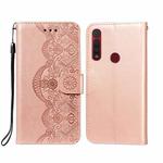 For Motorola Moto G8 Play Flower Vine Embossing Pattern Horizontal Flip Leather Case with Card Slot & Holder & Wallet & Lanyard(Rose Gold)