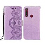 For Motorola Moto G8 Play Flower Vine Embossing Pattern Horizontal Flip Leather Case with Card Slot & Holder & Wallet & Lanyard(Purple)