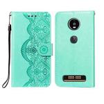 For Motorola Moto Z4 Play Flower Vine Embossing Pattern Horizontal Flip Leather Case with Card Slot & Holder & Wallet & Lanyard(Green)