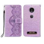 For Motorola Moto Z4 Play Flower Vine Embossing Pattern Horizontal Flip Leather Case with Card Slot & Holder & Wallet & Lanyard(Purple)